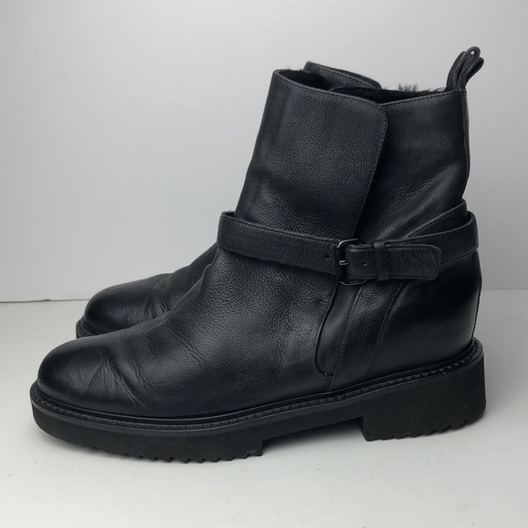 Vince Claudia Black Leather Moto Ankle Boots - Picture 7 of 14